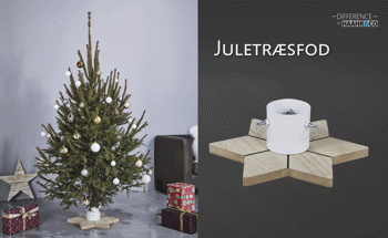 Stjärnformad Julgransfot i Metall 4300627 by HAAHR & CO color Vit, Trä