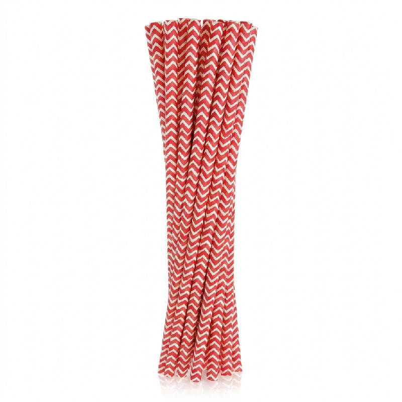 Papperssugrör röd chevron 6x197 mm / 24 st. RP-CS24 by Godan color Svart