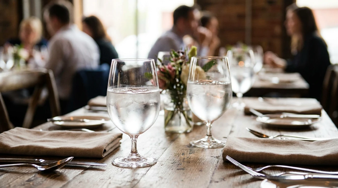 Vattenglas för restaurangguide: Elegans och hållbarhet i ett