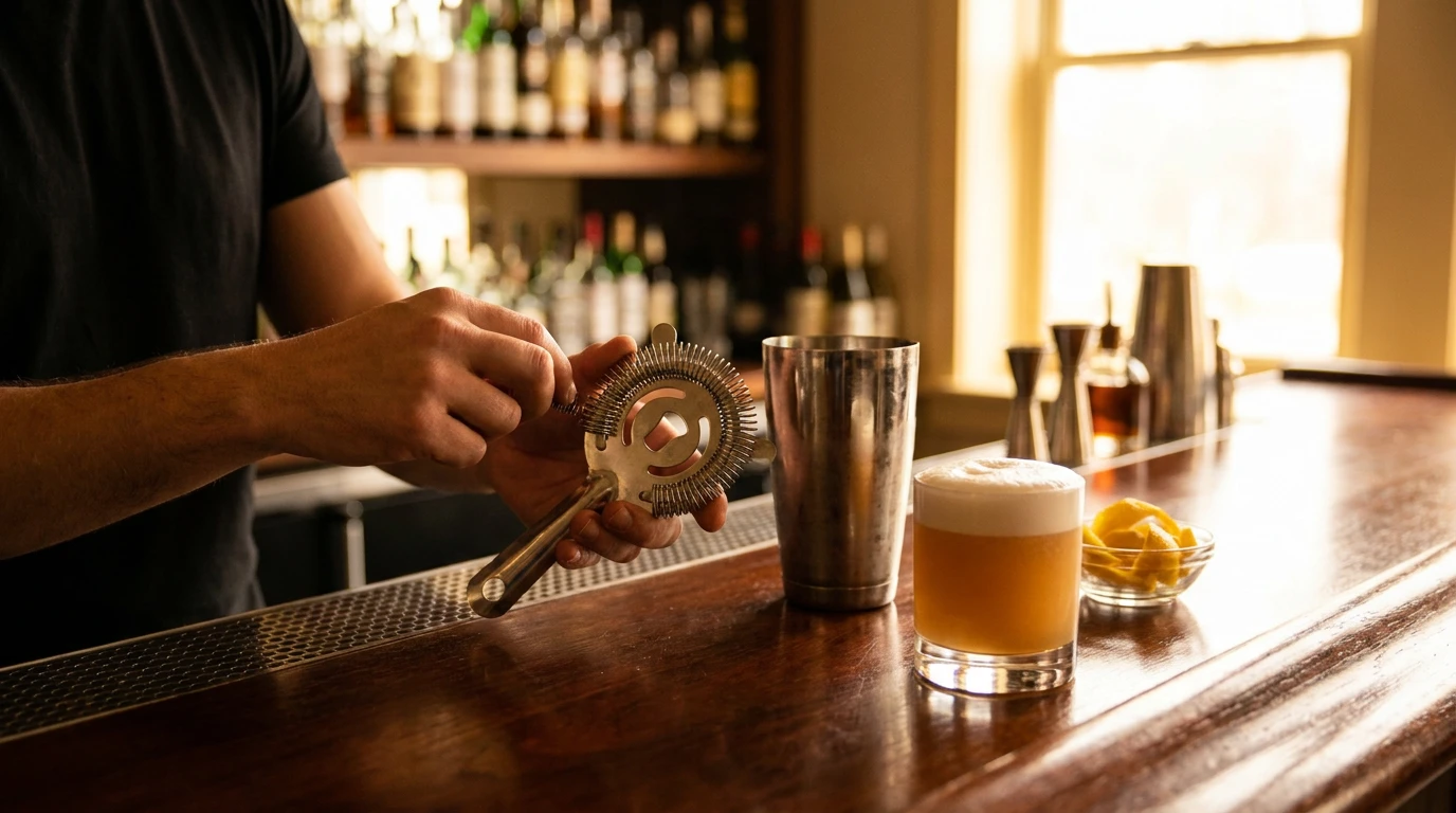 Använd fjädern från din hawthorne strainer i drinkar och cocktails för att få ett snyggare skum