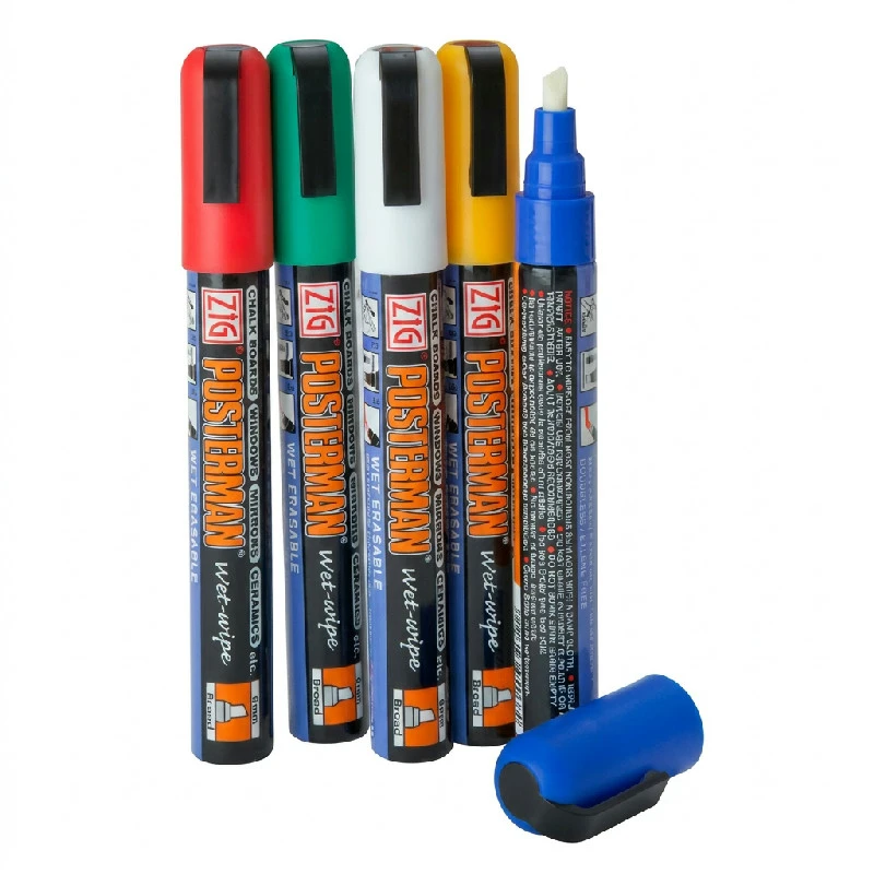 Kritpennor - 6 mm mejselspets blandade färger 5-pack BTBL3565 by Beaumont color Svart