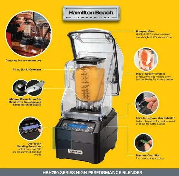 Blender Hamilton Beach ECLIPSE med ljudhuv 2L HBH755-CE by Hamilton B color Svart