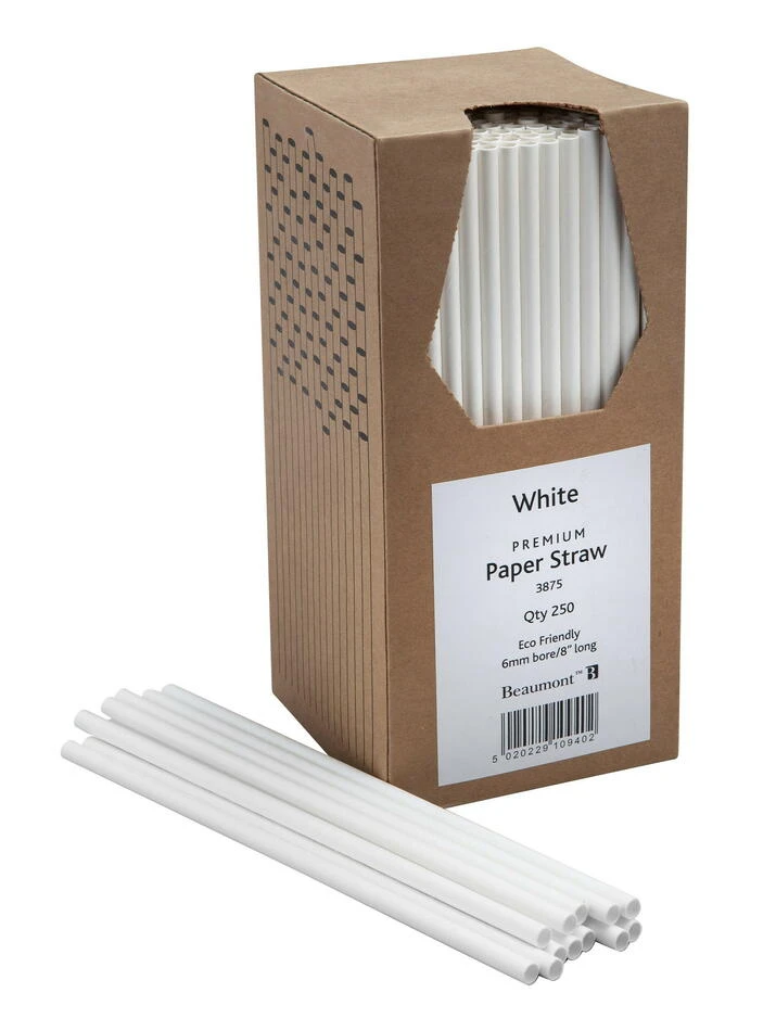 Papperssugrör 20cm 6mm - Vit 250-pack BTBL3875 by Beaumont color Vit