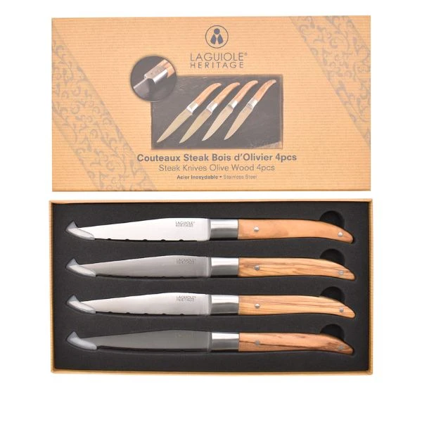 Laguiole Heritage knivar i olivträ 4 st. 40271004 by Laguiole color Svart