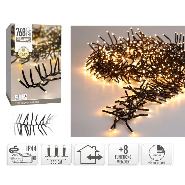 Klusterljusslinga 768 LED-lampor varmvit AX8550630 by Koop color Vit