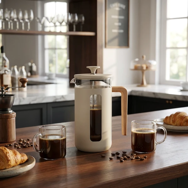 Pisa 8-koppars pressobryggare latte trähandtag La Cafetière LCPISA8CPLATW by La Cafetière color Svart