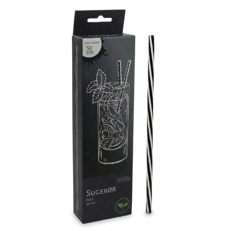 Återanvändbara plastsugrör Ø6 mm 22 cm 50 st 4200197  color Svart