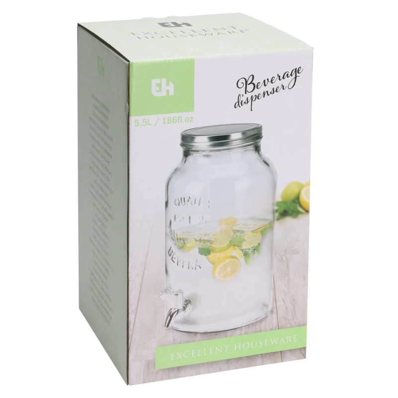 Dryckesdispenser i glas 5,5 liter CD4100060 by Koop color Helder