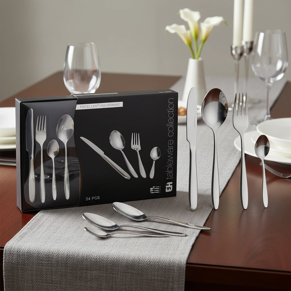 Bestickset 24 delar i rostfritt stål - silver CC4100960 by Koop color Silver