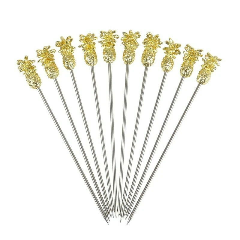Ananas Garnish Drinkpinnar 10-pack - Guld BTBL3734 by Beaumont color Goud