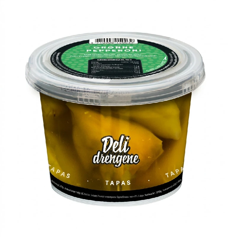 Gröna pepperoni med färskost 270g (160g avrunnen vikt) 1803 by Deli Drengene color Svart