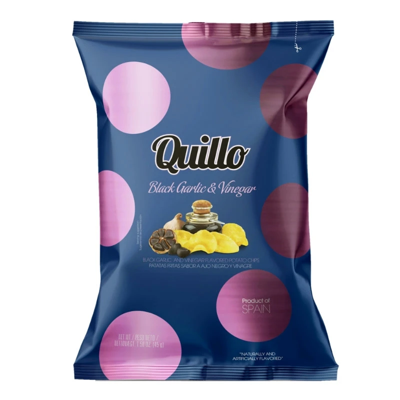 Chips med Vinäger och Svart Vitlök Quillo 45g 1990 by Deli Drengene color Svart