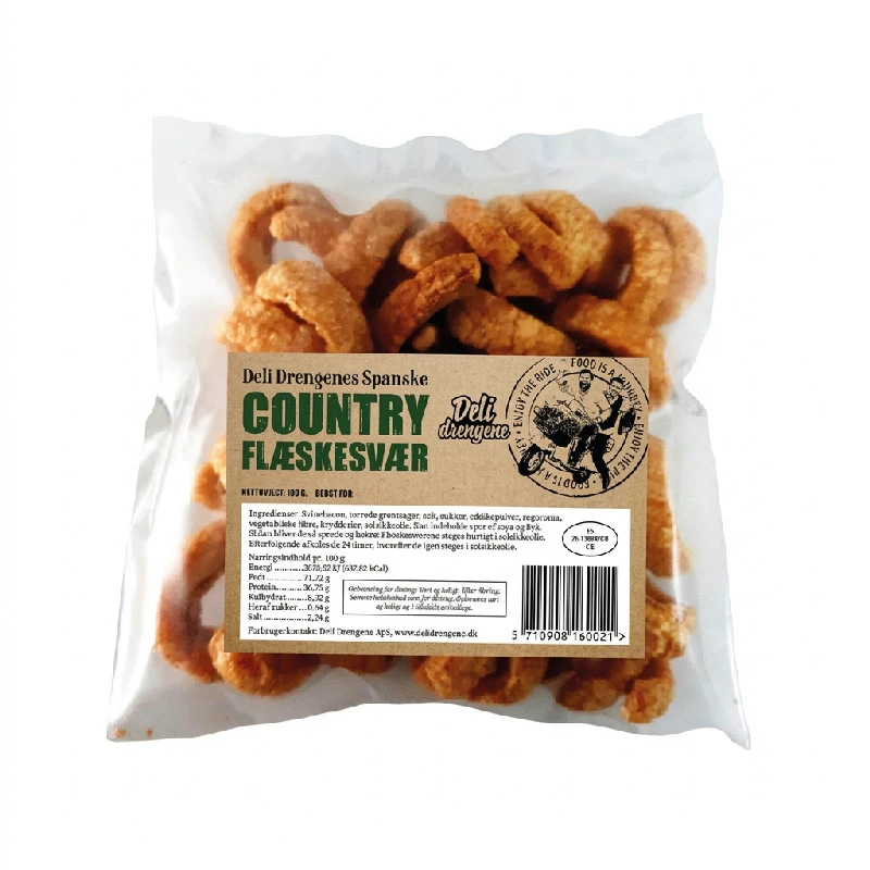 Country Fläsksvålar 100g 282 by Deli Drengene color Svart