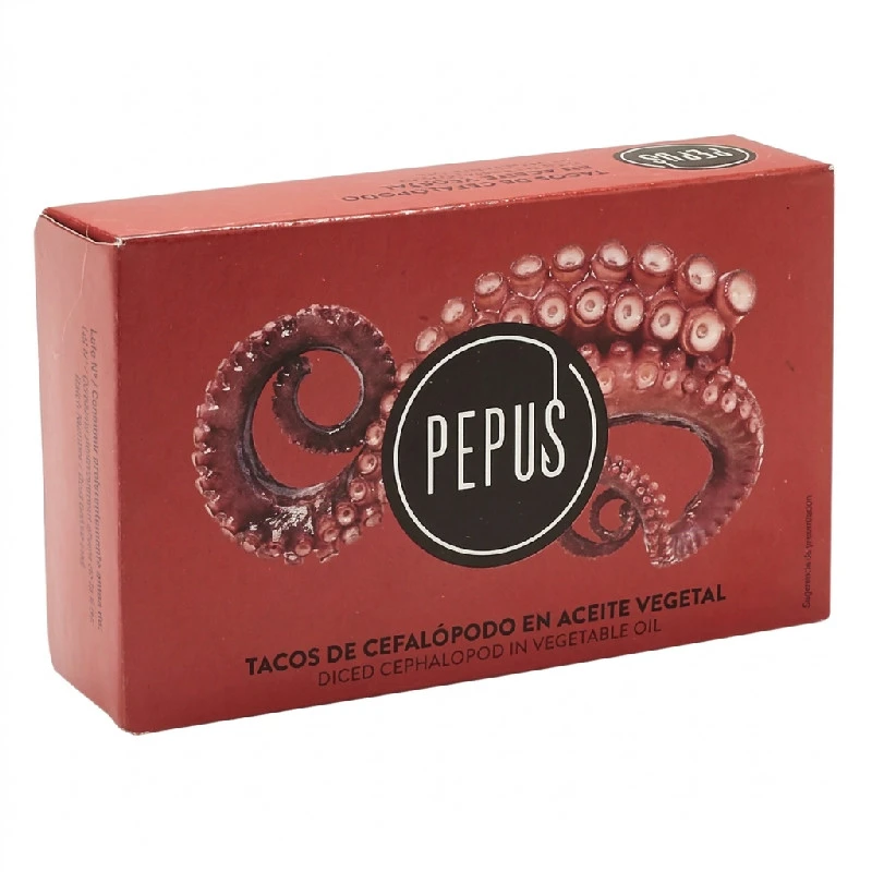 Pepus Pulpo/Bläckfisk i solrosolja 120/75g 59104 by Deli Drengene color Svart