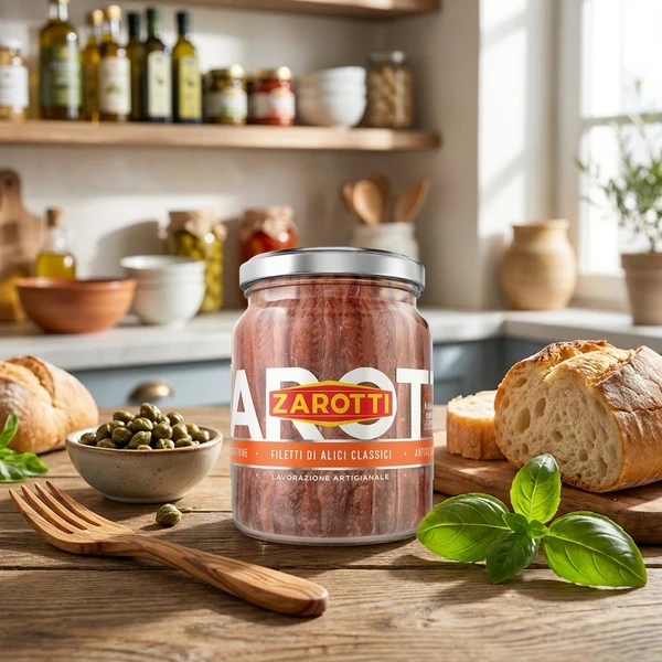 Sardeller i solrosolja Zarotti 380g (200g) 59215 by Deli Drengene color Svart
