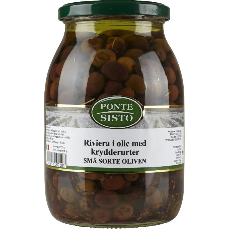 Svarta Rivieraoliver i olja och örter 950 g 17570 by Ponte Sisto color Svart