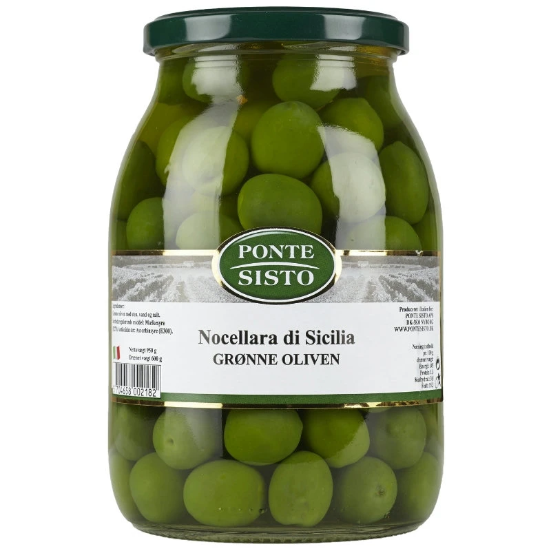 Gröna Nocellara di Sicilia oliver med kärna 960 g 17571 by Ponte Sisto color Svart