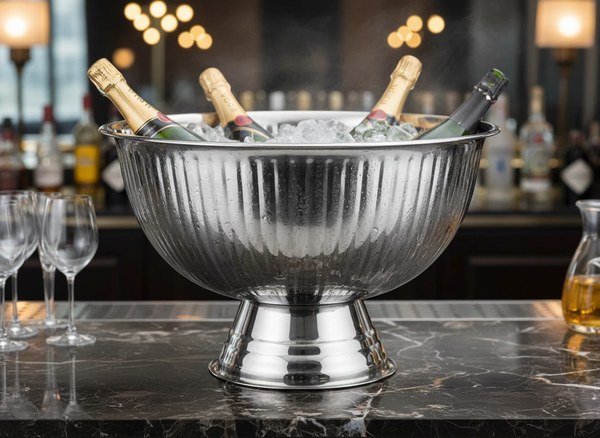 Champagnebowl 397xH241mm räfflad A12441840 by Koop color Silver