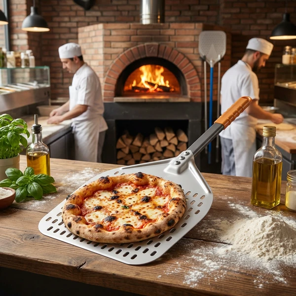 Pizzaspade fyrkantig perforerad aluminium hårdanodiserad 660x305 mm 618097 by Hendi color Svart