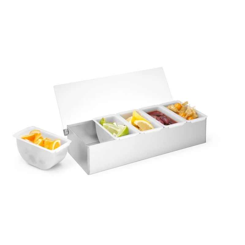 Garnityrhållare med 5 behållare rostfritt stål HDPE 552100 by Hendi color Svart