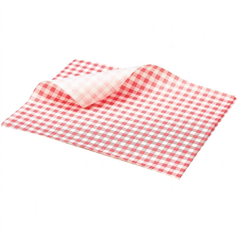 Fettavvisande papper rödrutigt 25 x 20cm - 1000 st. PN1487GR by Genware color Svart