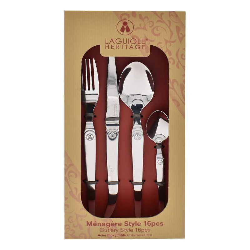 Laguiole Heritage Bestickset i Rostfritt Stål - 16 Delar 40271001 by Laguiole color Svart
