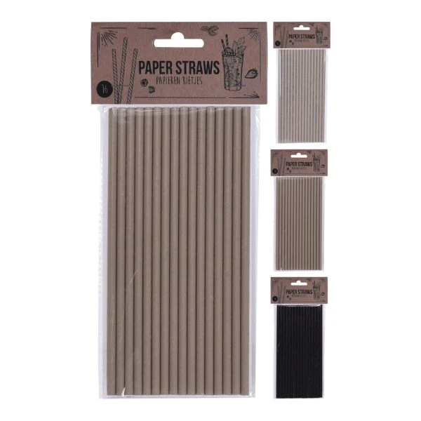 Papperssugrör 16 st Assorterade RT13000301 by Koop color Svart