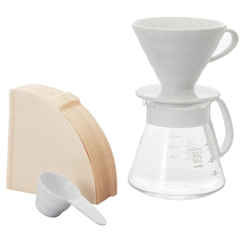 V60 Keramiskt 02 Dripper-set - Vit XVDD-3012W by Hario color Svart