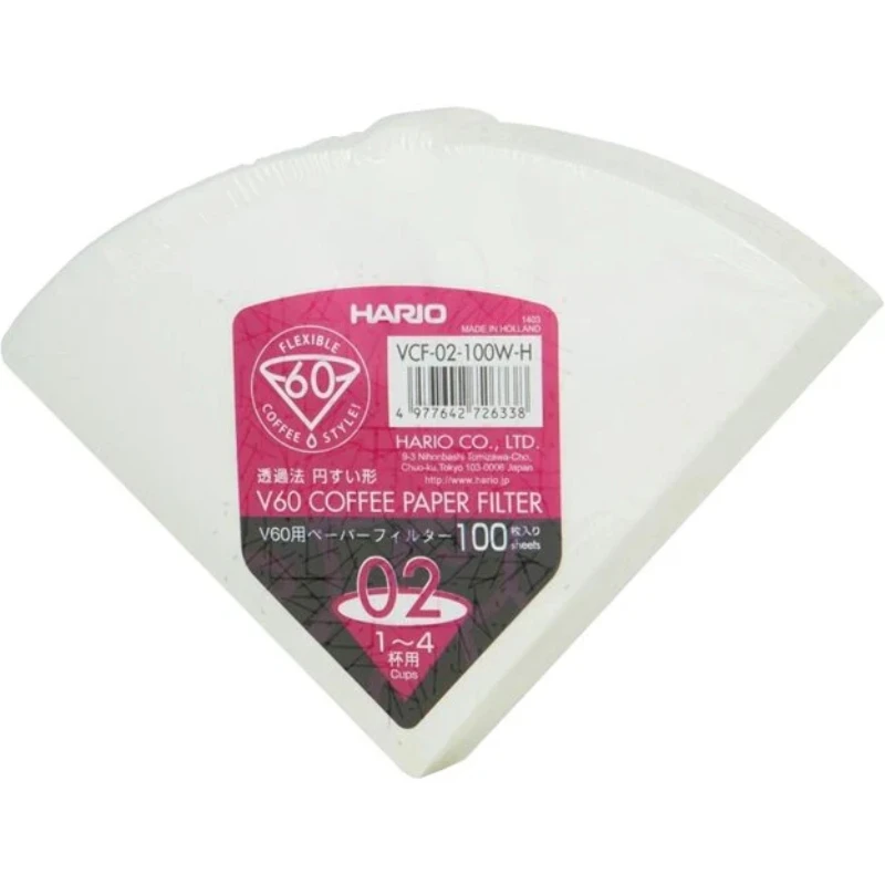 V60 Kaffefilter - 02 - 100 st - Vit VCF-02-100W by Hario color Svart
