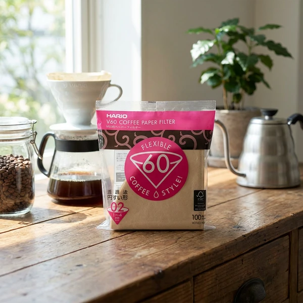 V60 Kaffefilter - 02 - 100 st - Oblekta VCF-02-100M by Hario color Svart