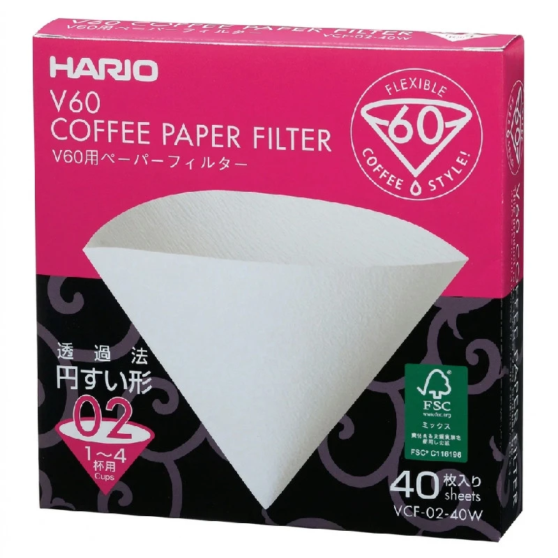 V60 Kaffefiltre - 02 - 40 stk - Vit VCF-02-40W by Hario color Svart