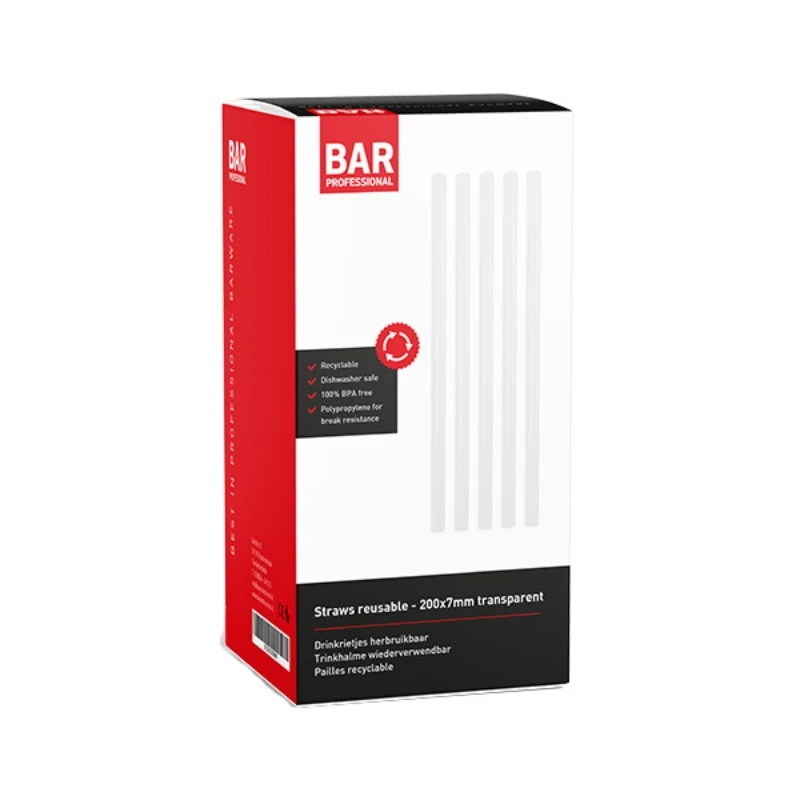 Återanvändbara Plastsugrör 20 cm - 200 st Klar SRUT200 by Barprofessional color Svart