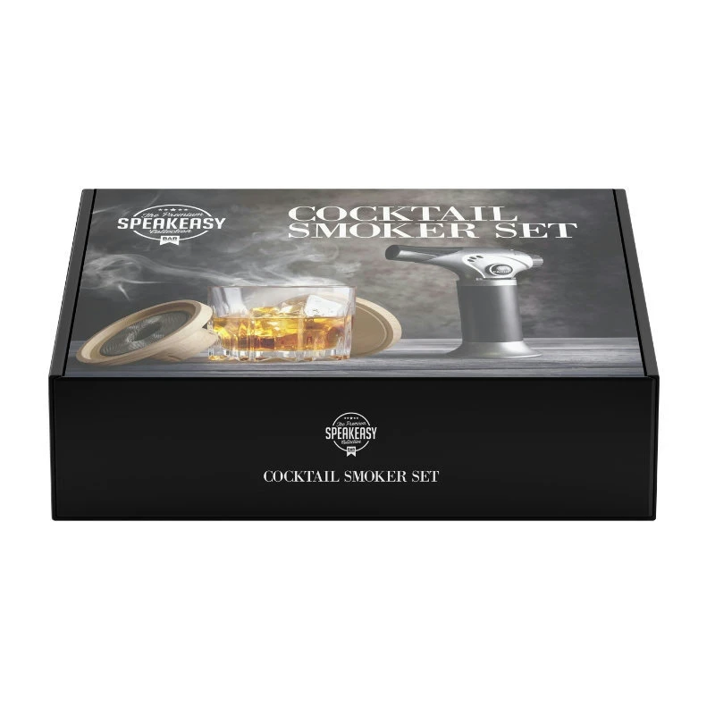 Rökset i trä inkl. gasbrännare och träflis SMOST01 by Barprofessional color Svart