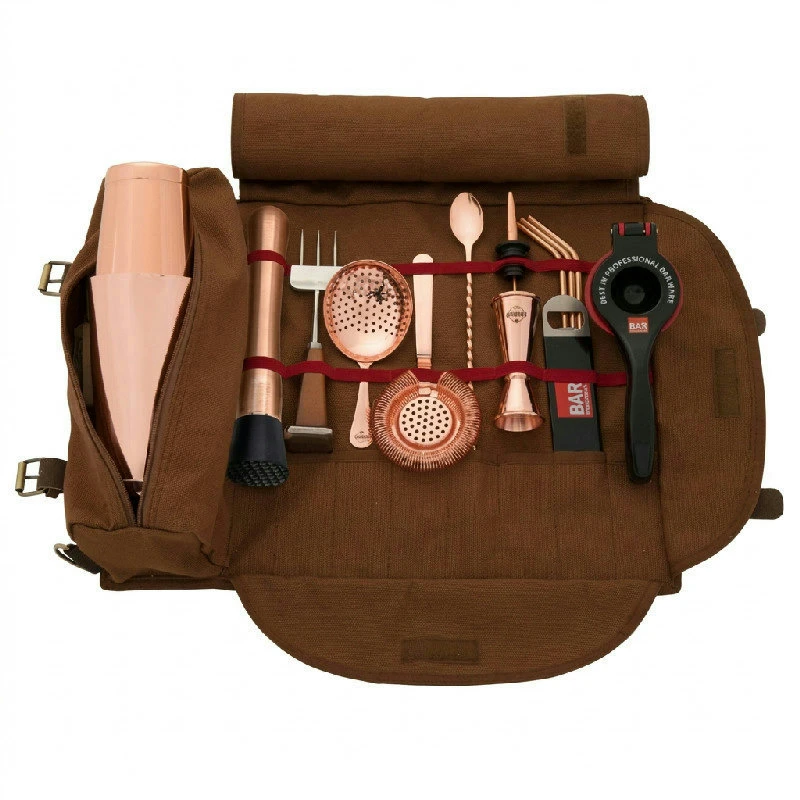 Komplett bartenderset i rullväska – koppar BTRCO20 by Barprofessional color Svart