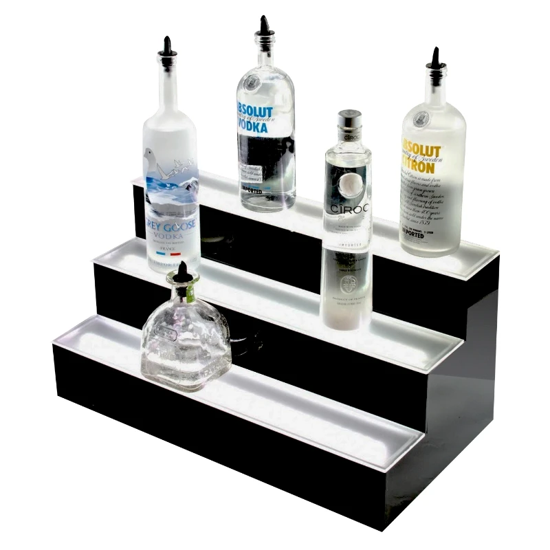 LED flaskhylla 3 nivåer 60x33x33 cm LBD0003 by Barprofessional color Svart
