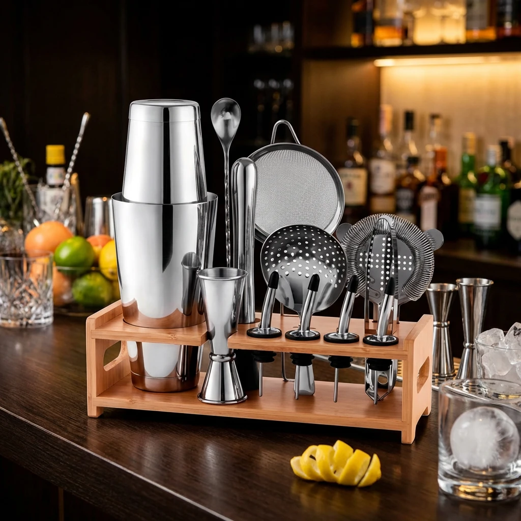 Barset deluxe 13 delar i träställ CG-TJ47 by Barlife color Svart