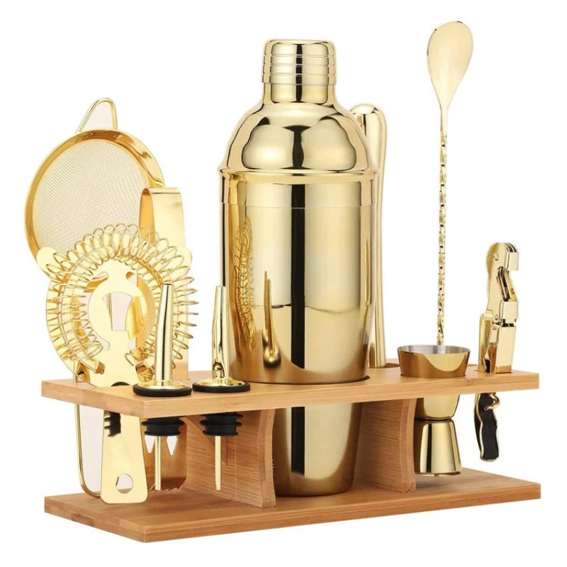 Barset deluxe guld 11 delar i träställ CG-TJ17gold by Barlife color Svart