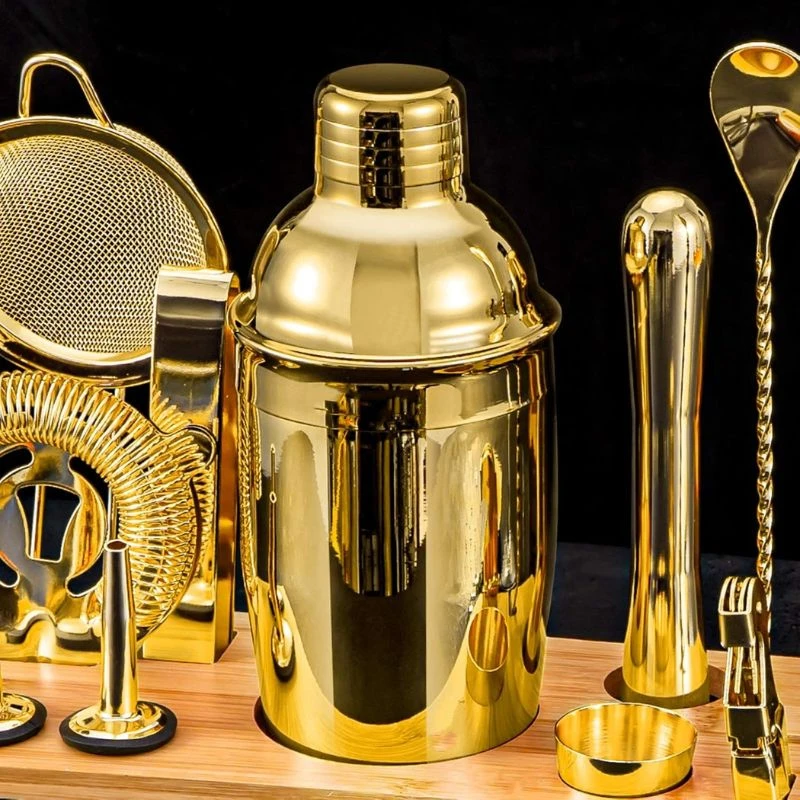 Barset deluxe guld 11 delar i träställ CG-TJ17gold by Barlife color Svart