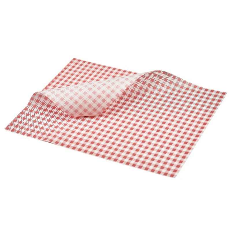 Fettätt papper rutigt röd 35 x 25 cm – 1000 st. PN1487LGR by Genware color Svart