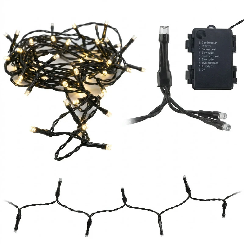 Ljusslinga med 40 LED Varmvitt Ljus och Batteri 4300292  color Svart