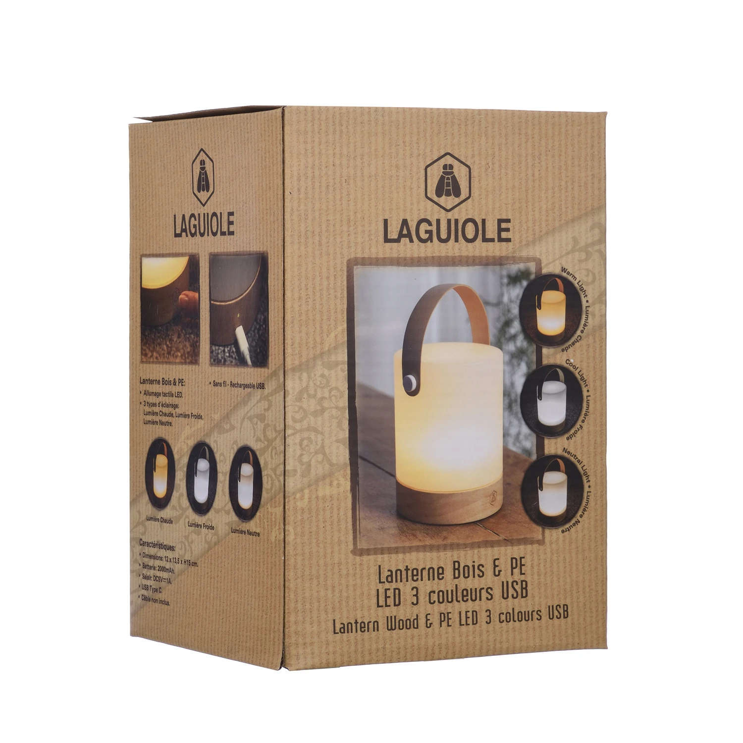 Laguiole bärbar LED-lykta 3 färger USB 40269401 by Laguiole color Svart