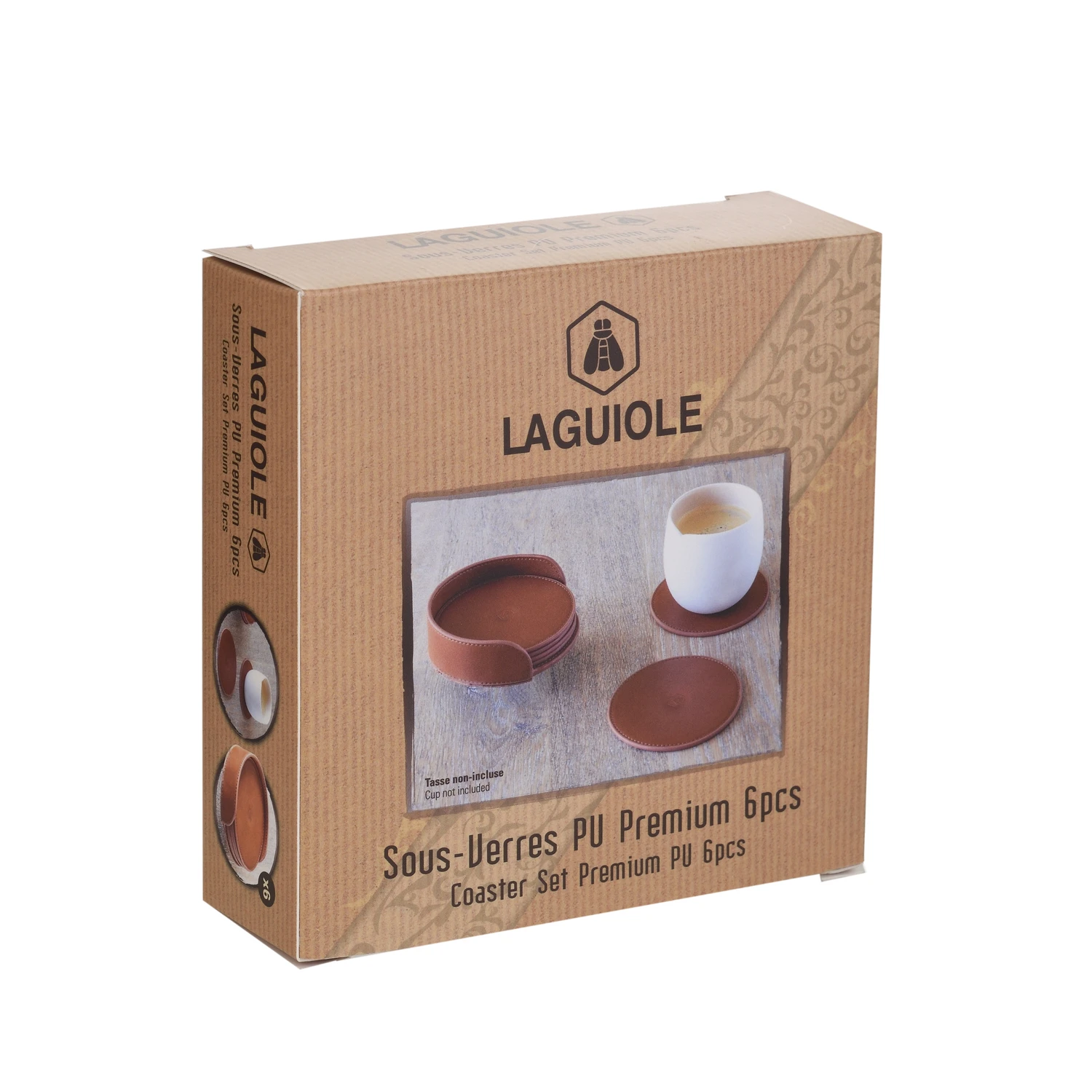 Laguiole glasunderlägg premium PU – 6 st. 40269095 by Laguiole color Svart