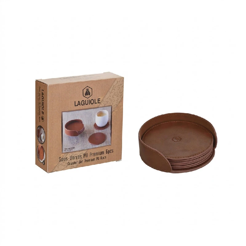 Laguiole glasunderlägg premium PU – 6 st. 40269095 by Laguiole color Svart