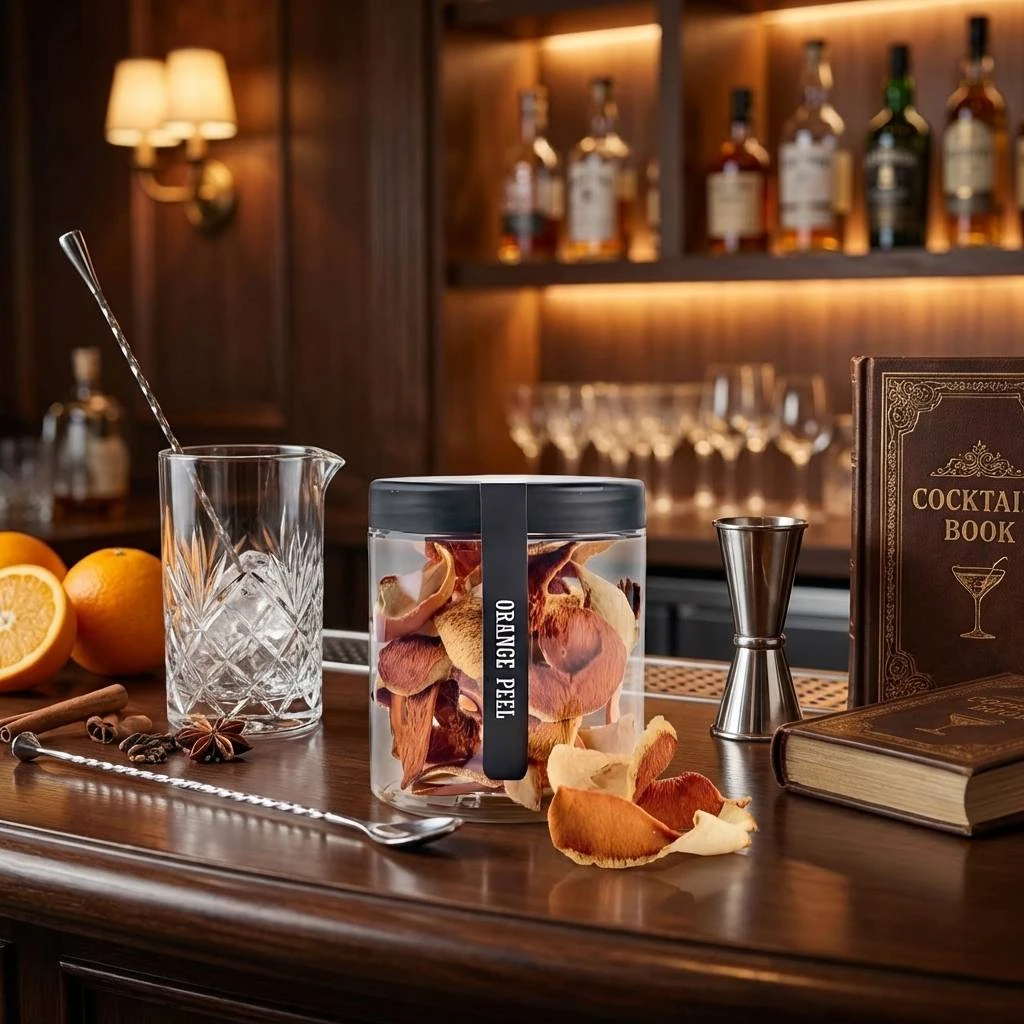 Torkat apelsinskal 75 g 8112-1002 by Bartender Garnish color Svart