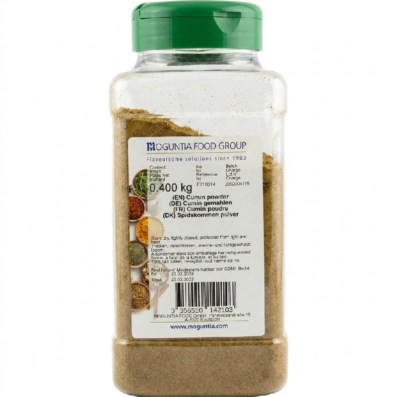 Malen spiskummin i ströburk 400 g 252192 by Moguntia color Svart