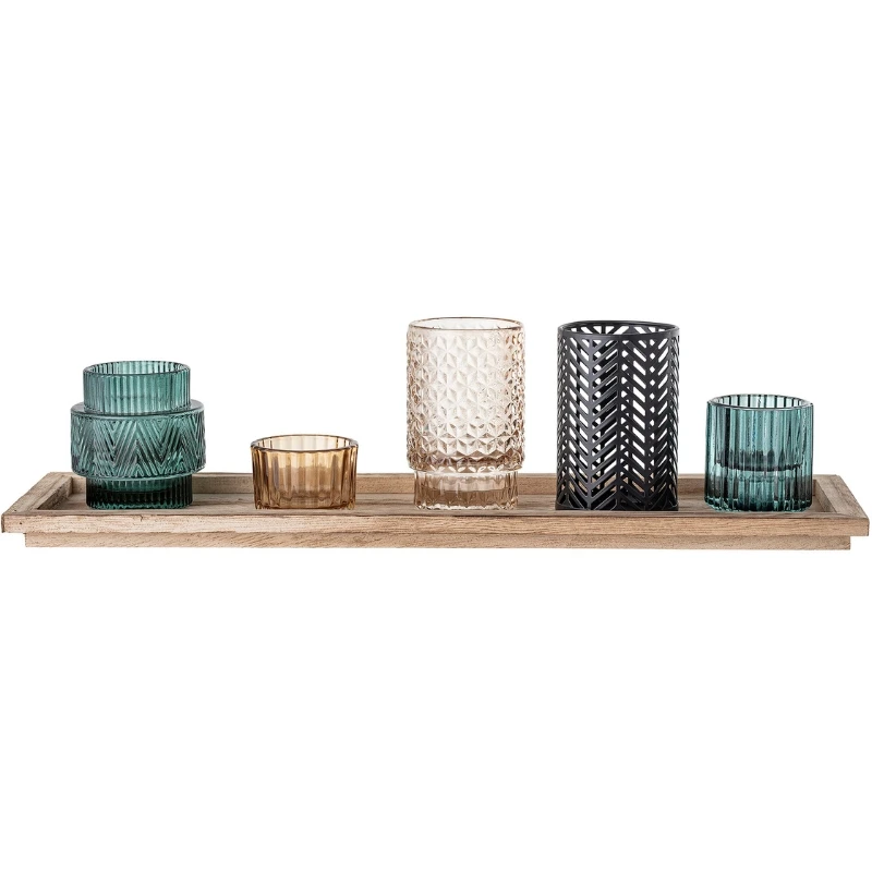 Sanga Bricka m/Värmeljushållare, Blå, Glas 6 st 82047622 by Bloomingville color Svart
