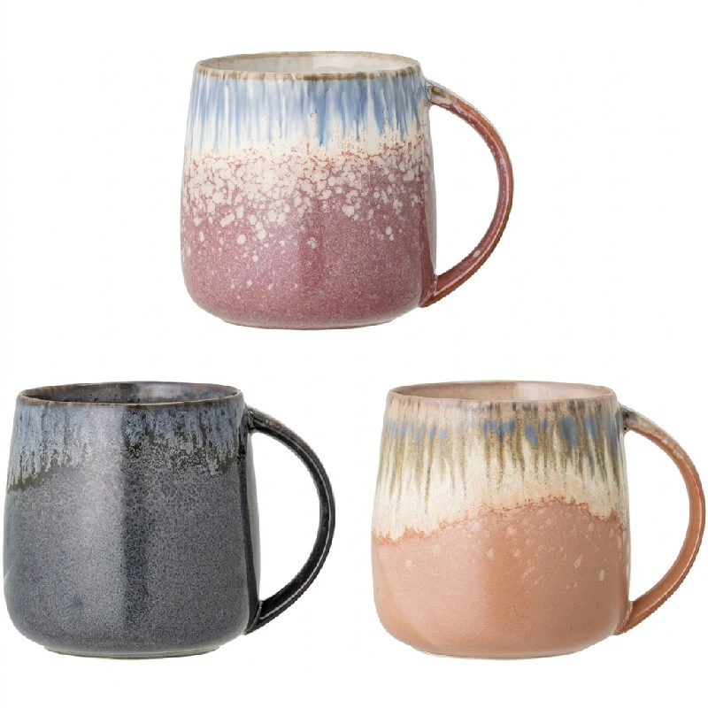 Cloe Mugg, Blå, Stengods 3 st 82049300 by Bloomingville color Svart