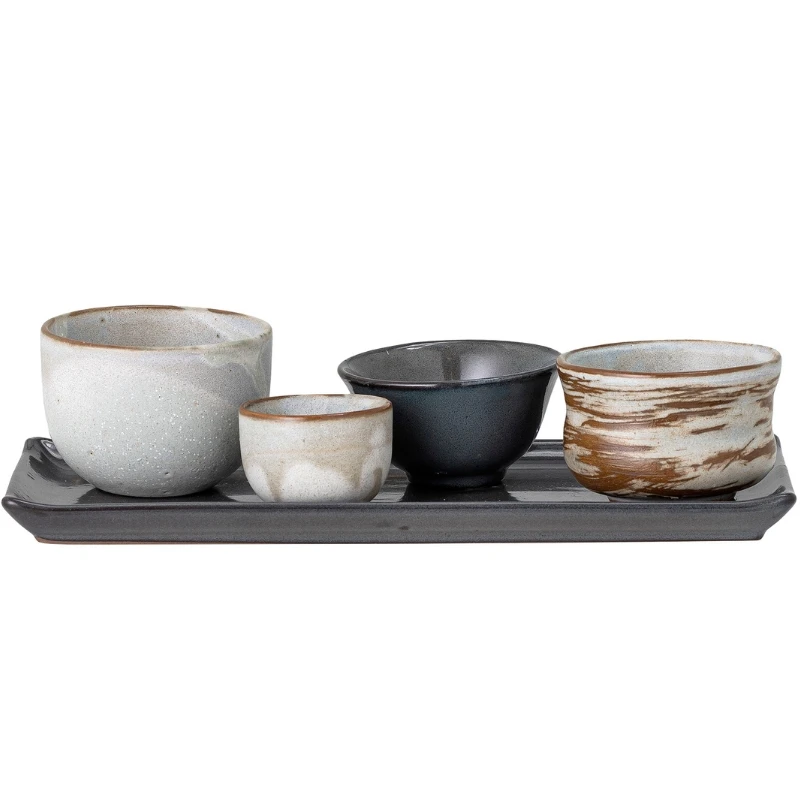 Masami Sushiset, Vit, Stengods 5 delar 82052273 by Bloomingville color Svart