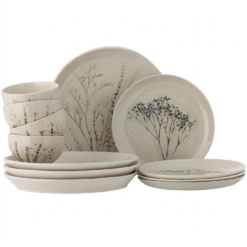 Bea Servisset, Natur, Stengods 4 x 3 st 82060574 by Bloomingville color Svart