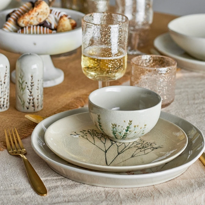 Bea Servisset, Natur, Stengods 4 x 3 st 82060574 by Bloomingville color Svart